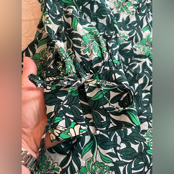 Lane Bryant Green & White Button Down Cotton Blouse with Tie Sleeves 26/28 - Picture 9 of 16